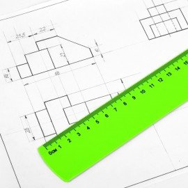 Линейка пластик 40 см ПИФАГОР, непрозрачная, неоновая, ассорти, 210844