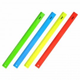 Линейка пластик 50 см ПИФАГОР, непрозрачная, неоновая, ассорти, 210845