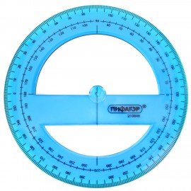 Транспортир 10 см, 360 градусов, ПИФАГОР, прозрачный, неоновый, ассорти, 210848