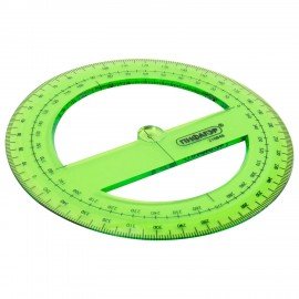 Транспортир 10 см, 360 градусов, ПИФАГОР, прозрачный, неоновый, ассорти, 210848