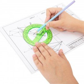 Транспортир 10 см, 360 градусов, ПИФАГОР, прозрачный, неоновый, ассорти, 210848