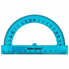 Транспортир 12 см, 180 градусов, BRAUBERG, прозрачный, неоновый, ассорти, 210849