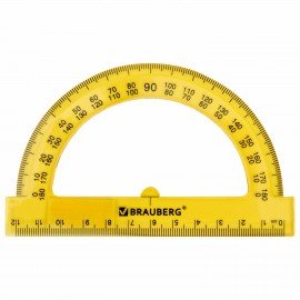 Транспортир 12 см, 180 градусов, BRAUBERG, прозрачный, неоновый, ассорти, 210849
