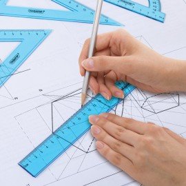 Набор чертежный ПИФАГОР (линейка 20 см, 2 треугольника, транспортир), тонированный, европодвес, 210854