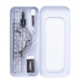 Готовальня ПИФАГОР, 8 предметов: циркуль 120 мм, чертежные принадлежности, металлический пенал, 210859