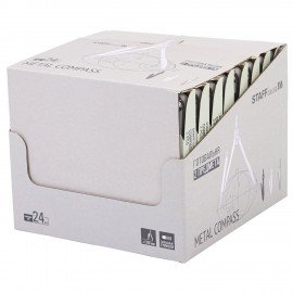 Готовальня STAFF, 2 предмета: циркуль 120 мм, запасные грифели, пластиковый пенал, дисплей, 210862