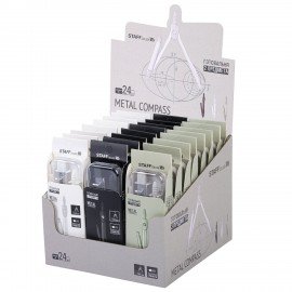 Готовальня STAFF, 2 предмета: циркуль 120 мм, запасные грифели, пластиковый пенал, дисплей, 210862