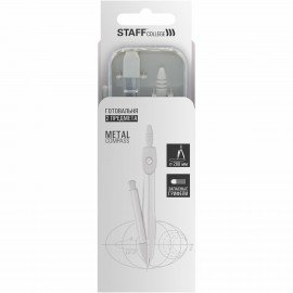 Готовальня STAFF, 2 предмета: циркуль 120 мм, запасные грифели, пластиковый пенал, дисплей, 210862