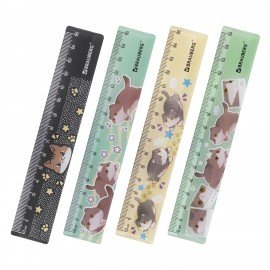 Линейка пластиковая 15 см BRAUBERG "CUTE CATS", с принтом, ассорти, 210865