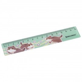 Линейка пластиковая 15 см BRAUBERG "CUTE CATS", с принтом, ассорти, 210865