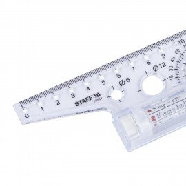 Линейка с роликом (рейсшина) 22 см, металлический ролик, картонная коробка, STAFF, 210869