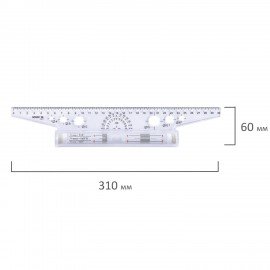 Линейка с роликом (рейсшина) 30 см, металлический ролик, картонная коробка, STAFF, 210870