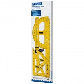 Набор чертежный для классной доски Classic (2 треугольника, транспортир, циркуль, линейка 100см), BRAUBERG, 210871