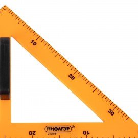 Треугольник прямоугольный для классной доски, пластиковый 30х30х50см, с держателем, ПИФАГОР, 210875