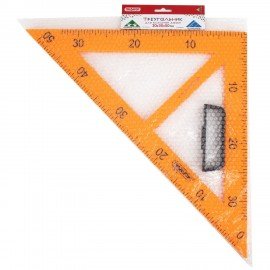 Треугольник прямоугольный для классной доски, пластиковый 30х30х50см, с держателем, ПИФАГОР, 210875