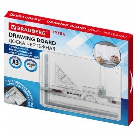 Доска чертежная А3, 505х370мм, с рейсшиной, треугольником и чертежным узлом, УСИЛЕННАЯ УПАКОВКА, BRAUBERG EXTRA, 210879