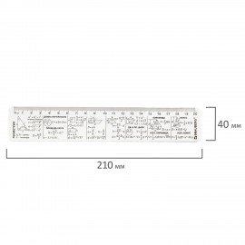 Линейка пластиковая 20 см BRAUBERG, справочная, геометрия, 210897