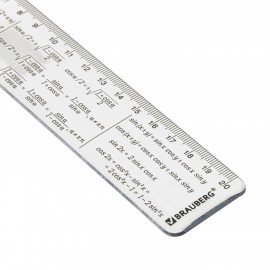 Линейка пластиковая 20 см BRAUBERG, справочная, тригонометрия, 210898