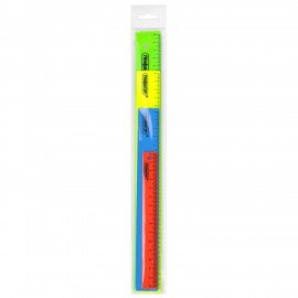 Линейки пластиковые 15, 20, 25, 30 см неоновые, ПИФАГОР, НАБОР 4 шт, непрозрачные, европодвес, 210906