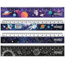 Линейки пластиковые 15 см FUNSTER, "КОСМОС", НАБОР 4 штуки, пенал, 210916