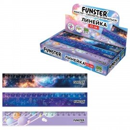Линейка пластиковая 15 см, FUNSTER, "КОСМОС", ассорти, дисплей, 210917