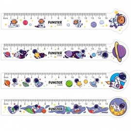 Линейка пластиковая 15 см фигурная, FUNSTER, "КОСМОНАВТЫ", прозрачная, ассорти, европодвес, 210920