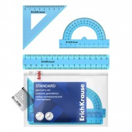 Набор чертежный малый ERICH KRAUSE Standard (линейка 15см, треугольник, транспортир),, 52991