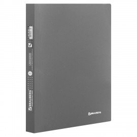 Папка с металлическим скоросшивателем и внутренним карманом BRAUBERG "Диагональ", серебристая, до 100 листов, 0,6 мм, 221353