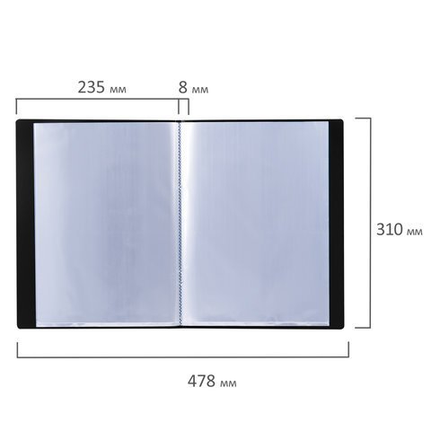 Папка 10 вкладышей BRAUBERG стандарт, черная, 0,6 мм, 221592