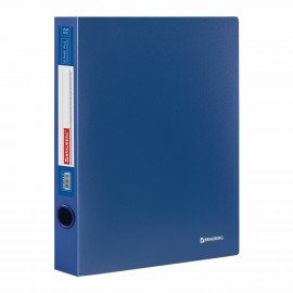 Папка на 2 кольцах BRAUBERG "Стандарт", 40 мм, синяя, до 300 листов, 0,9 мм, 221617
