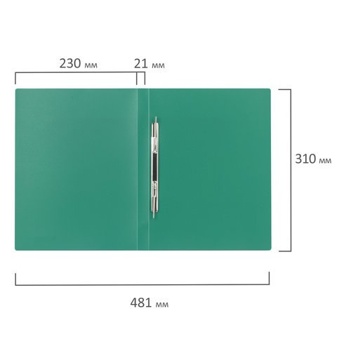 Папка с металлическим скоросшивателем BRAUBERG стандарт, зеленая, до 100 листов, 0,6 мм, 221631