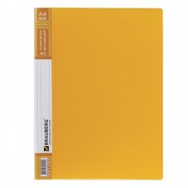 Папка 40 вкладышей BRAUBERG "Contract", желтая, вкладыши-антиблик, 0,7 мм, бизнес-класс, 221780
