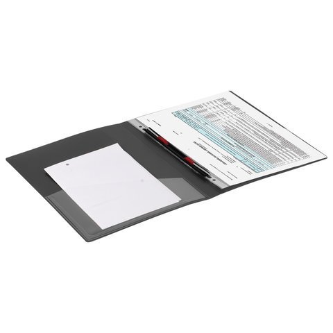 Папка с металлическим скоросшивателем и внутренним карманом BRAUBERG "Contract", черная, до 100 л., 0,7 мм, бизнес-класс, 221781