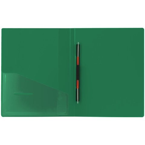 Папка с металлическим скоросшивателем и внутренним карманом BRAUBERG "Contract", зеленая, до 100 л., 0,7 мм, бизнес-класс, 221784