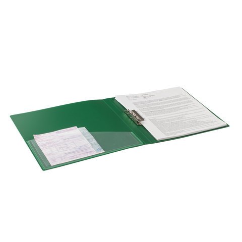 Папка с боковым металлическим прижимом и внутренним карманом BRAUBERG "Contract", зеленая, до 100 л., 0,7 мм, бизнес-класс, 221789