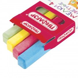 Мел цветной квадратный 4 штуки, ПИФАГОР, картонная упаковка, европодвес, 221977