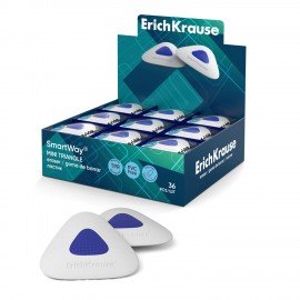 Ластик ERICH KRAUSE "Smart&Soft Mini", 36х36х8 мм, белый, треугольный, синий пластиковый держатель, 45552