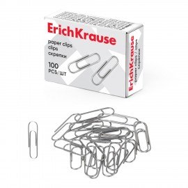 Скрепки ERICH KRAUSE, 28 мм, оцинкованные, 100 штук, в картонной коробке, 7855
