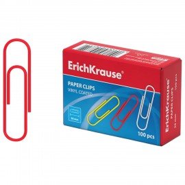 Скрепки ERICH KRAUSE, 28 мм, цветные, 100 штук, в картонной коробке, 24871