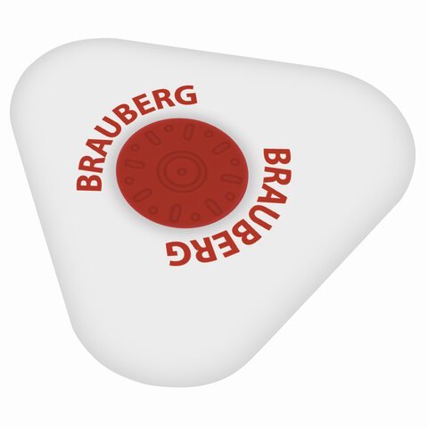 Ластик BRAUBERG "Universal", 45х45х10 мм, белый, треугольный, красный пластиковый держатель, 222473