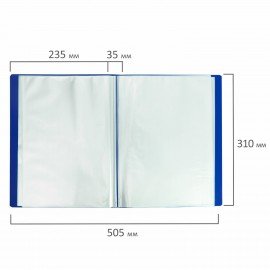 Папка 100 вкладышей BRAUBERG "Office", синяя, 0,8 мм, 222640