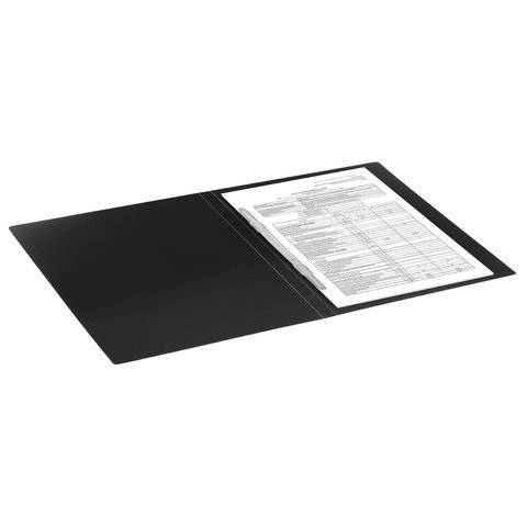 Папка с пластиковым скоросшивателем BRAUBERG "Office", черная, до 100 листов, 0,5 мм, 222645