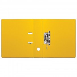 Папка-регистратор BRAUBERG с двухсторонним покрытием из ПВХ, 70 мм, желтая, 222650