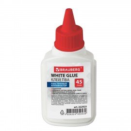 Клей ПВА BRAUBERG (бумага, картон, дерево), 45 г, 222923