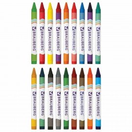 Восковые мелки BRAUBERG, НАБОР 18 цветов, 222963