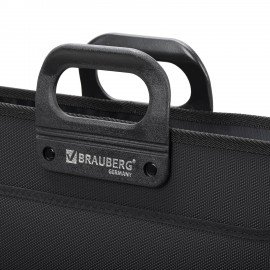 Папка-портфель пластиковая БОЛЬШОГО ФОРМАТА BRAUBERG "ПОРТФОЛИО" А3 (470х380х130 мм), 3 отделения, черная, 223081