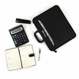 Папка-портфель пластиковая BRAUBERG "ПРЕМЬЕР" А4 (390х315х120 мм) 3 отделения, фактура "бисер", черная, 223082