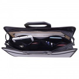 Папка-портфель пластиковая BRAUBERG ПРЕМЬЕР А4 (390х315х120 мм), 3 отделения, фактура "бисер", серая, 223083