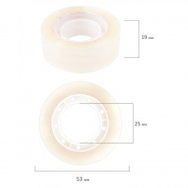 Клейкие ленты 19 мм х 33 м канцелярские BRAUBERG, комплект 12 шт., прозрачные, 223125