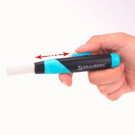 Ластик выдвижной BRAUBERG "REWIND", 112х21х24 мм, белый, пластиковый держатель ассорти, 223593